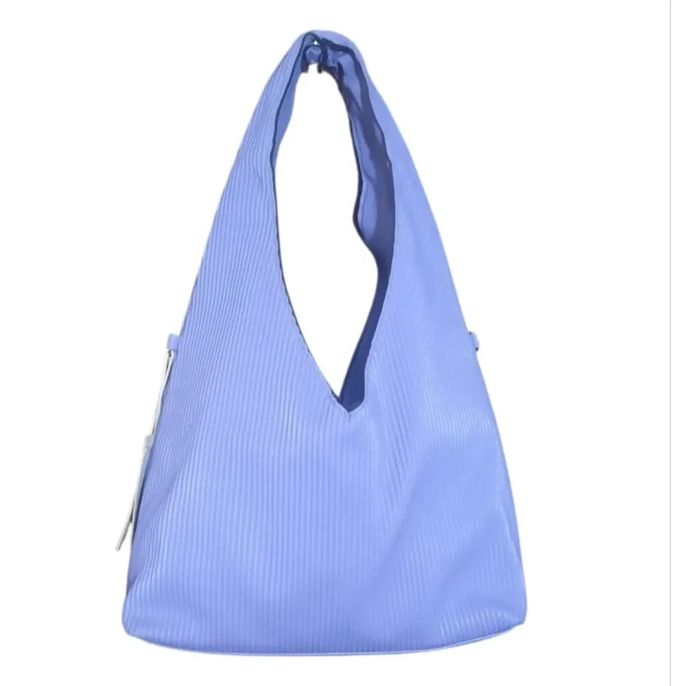 Kayla + Ava Womens Purple Vegan Pleated Cresent Shape Hobo Bag NWT